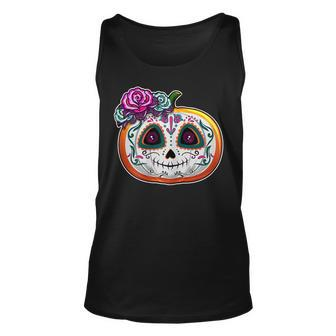 Day Of The Dead Pumpkin Shirt Dia De Los Muertos Skull Tank Top | Mazezy