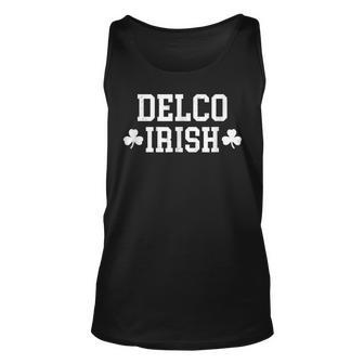 Delco Irish Delaware County Residents Paddies Day Unisex Tank Top - Seseable