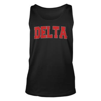 Delta Canada Varsity Style Vintage Retro Canadian Sports Unisex Tank Top - Seseable