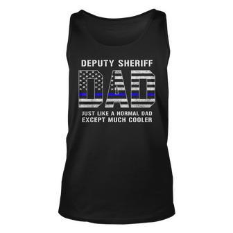 Deputy Sheriff Dad Much Cooler Fathers Day Thin Blue Line V2 Unisex Tank Top - Seseable