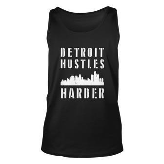 Detroit Hustles Harder City Silhouette Men Women Tank Top Graphic Print Unisex - Thegiftio UK