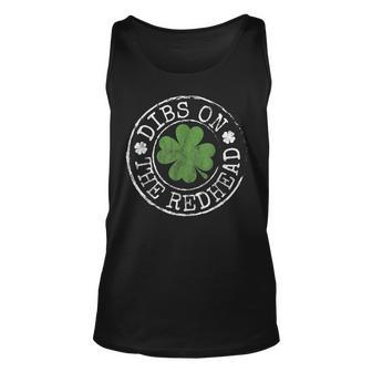 Dibs On The Redhead Funny Clovers Stamp St Patricks Day Unisex Tank Top | Mazezy