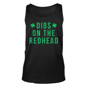 Dibs On The Redhead Shamrock St Patricks Day Unisex Tank Top - Seseable