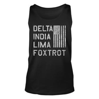 Dilf Delta India Lima Foxtrot Us Flag American Patriot Unisex Tank Top | Mazezy
