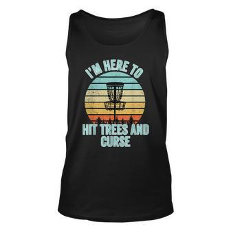 Disc Golf Funny Hit Trees And Curse Retro Disc Golf Gi Unisex Tank Top | Mazezy