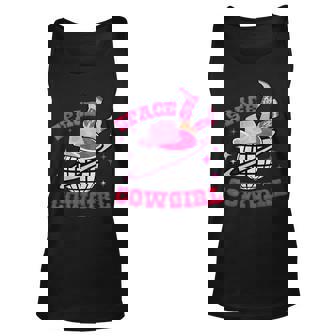 Disco Space Cowgirl Western Retro Pink Cowhide Unisex Tank Top - Seseable