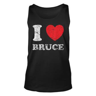 Distressed Grunge Worn Out Style I Love Bruce Unisex Tank Top | Mazezy