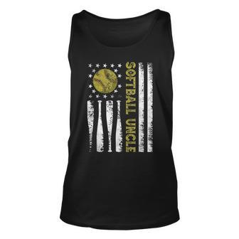 Distressed Usa American Flag Softball Uncle Fathers Day Unisex Tank Top - Thegiftio UK