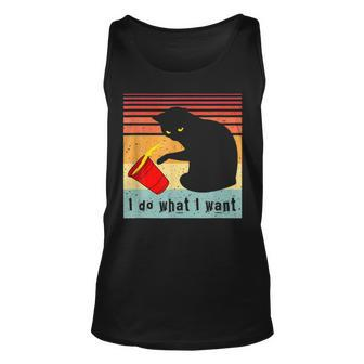 Do What I-Want Vintage-Black-Cat-Red Cup Funny My-Cat Unisex Tank Top - Seseable