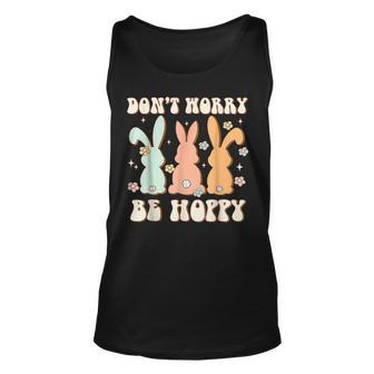 Dont Worry Be Hoppy Rabbit Cute Bunny Flowers Easter Day Unisex Tank Top | Mazezy DE