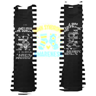 Down Syndrome Awareness Socks T21 Blue Yellow Ribbon Unisex Tank Top | Mazezy