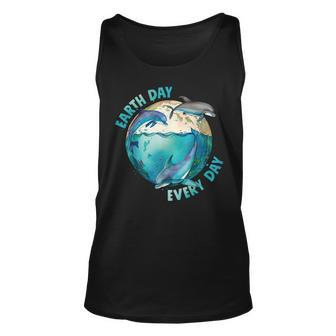 Earth Day Every Day Three Dolphins Ocean Climate Change Unisex Tank Top | Mazezy