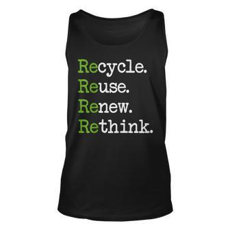 Earth Day Recycle Reuse Renew Rethink Environmental Activism Tank Top | Mazezy