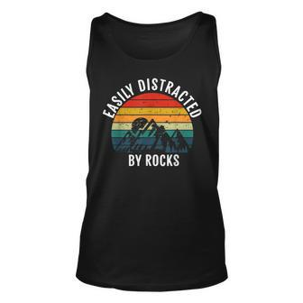 Easily Distracted By Rocks Collecting Lovers Retro Vintage Unisex Tank Top | Mazezy