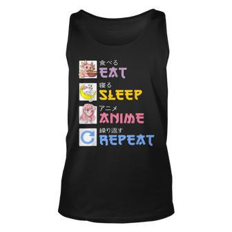 Eat Sleep Anime Repeat Kawaii Japan Otaku Gift Girls Nage Unisex Tank Top | Mazezy