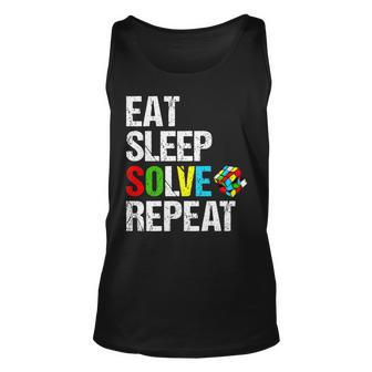 Eat Sleep Solve Repeat Speed Funny Cubing Puzzle Cube Lover Unisex Tank Top - Seseable