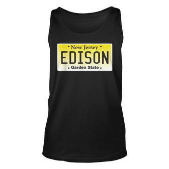 Edison New Jersey Nj License Plate Home Town Graphic Unisex Tank Top - Seseable