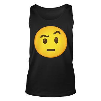 Emoticon Face With Raised Eyebrow Gift Unisex Tank Top | Mazezy
