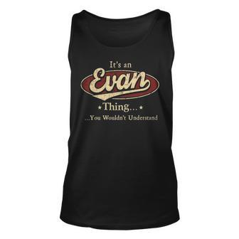 Evan Personalized Name Gifts Name Print S With Name Evan Unisex Tank Top - Seseable