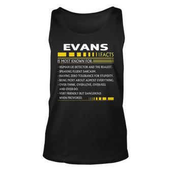 Evans Name Gift Evans Facts V2 Unisex Tank Top - Seseable