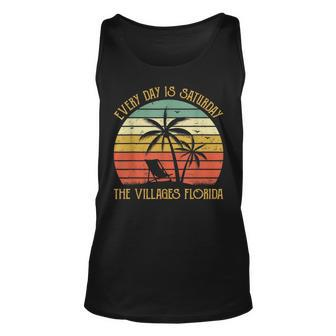 Every Day Is Saturday The Villages Florida Funny Retirement Unisex Tank Top - Seseable