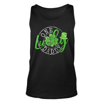 Father Irish Clovers St Patricks Day One Lucky Daddy Funny Unisex Tank Top - Seseable
