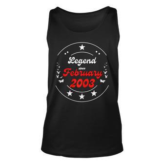 Februar 2003 Geburtstagslegende Mann Junge Seit Februar 2003 Tank Top - Seseable