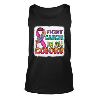 Fight Cancer In All Color Fight Cancer Feather Ribbons Unisex Tank Top | Mazezy