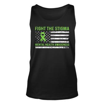 Fight The Stigma Mental Health Awareness Retro American Flag Unisex Tank Top - Thegiftio UK
