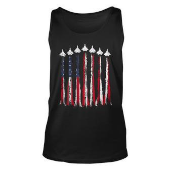 Fighter Jet Airplane Usa Flag 4Th Of July Patriotic Mens Unisex Tank Top | Mazezy