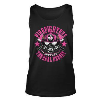 Fire Dept Firefighter Support Breast Cancer Real Heroes Unisex Tank Top - Seseable