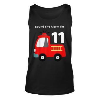 Fire Fighter Truck 11 Year Old Birthday | 11Th Bday Unisex Tank Top - Seseable
