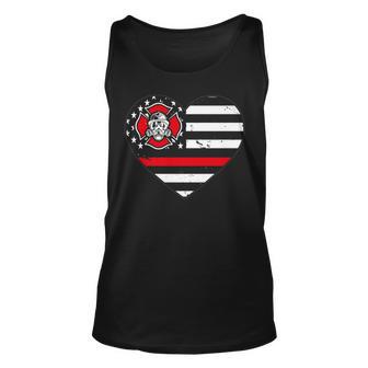 Firefighter Heartbeat Usa Flag Us Fire Fighter Fireman Unisex Tank Top - Seseable