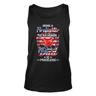 Being A Firefighter Is An Honor Being A Dad Is Priceless American Flag Tank Top | Mazezy