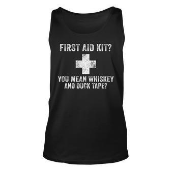 First Aid Kit Whiskey And Duct Tape Funny Dad Joke Vintage Unisex Tank Top - Seseable