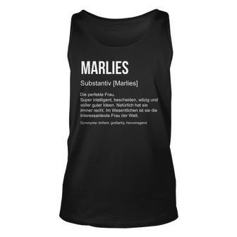 First Name Definition Funny Name Gift Marlies Unisex Tank Top | Mazezy