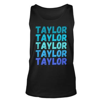 First Name Taylor - Colorful Modern Repeated Text Retro Unisex Tank Top | Mazezy