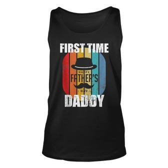 First Time Daddy Fathers Day Funny Vintage Retro For New Dad Unisex Tank Top - Thegiftio UK