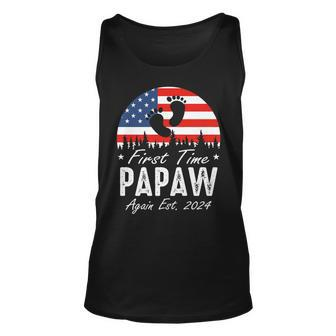 First Time Papaw Again Est 2024 Us Flag Fathers Day Unisex Tank Top - Thegiftio UK