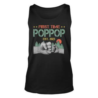 First Time Poppop Soon To Be Poppop Est 2023 Fathers Day Unisex Tank Top - Thegiftio UK