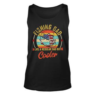 Fishing Dad Like A Regular Dad But Cooler Retro Vintage American Flag Tank Top | Mazezy