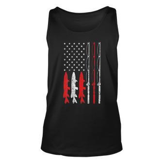 Fishing Rod American Flag Vintage Fishing Gift For Fisherman V2 Unisex Tank Top - Seseable