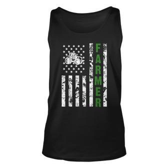 Flag With Tractor - Patriotic Farmer & Farming Gift Unisex Tank Top | Mazezy