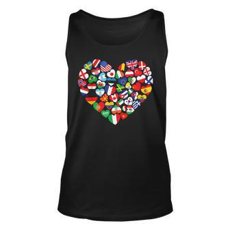 Flags Of Countries Of The World International Flag Heart Unisex Tank Top | Mazezy