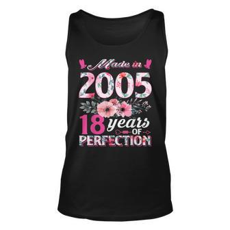 Floral 18Th Birthday Women 18 Years Old Gifts Made In 2005 Unisex Tank Top - Thegiftio UK