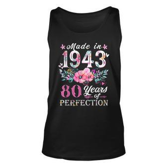 Floral 80Th Birthday Gift Ideas For Women Best Of 1943 Unisex Tank Top - Seseable