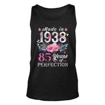 Floral 85Th Birthday Gift Ideas For Women Best Of 1938 Unisex Tank Top - Seseable
