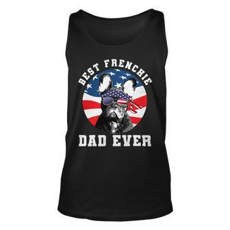 French Bulldog Frenchie Dog Mens Best French Bulldog Dad Ever Dog Lover Usa Flag 373 Frenchies Unisex Tank Top - Monsterry CA