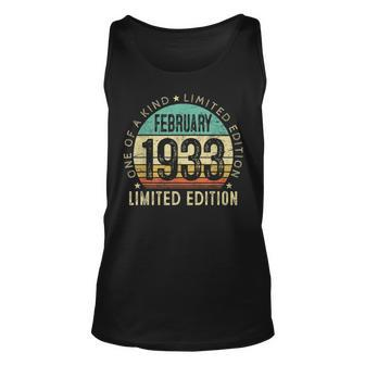 Funny 90 Year Old Vintage February 1933 90Th Birthday Gift Unisex Tank Top - Seseable