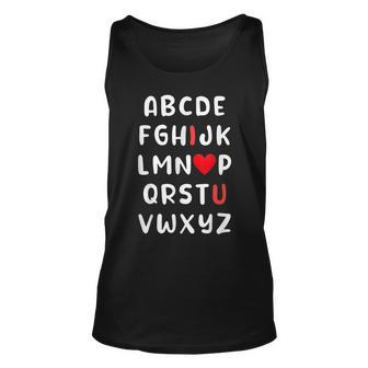 Funny Abc Alphabet I Love You Valentine Teacher Unisex Tank Top - Seseable